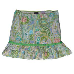 NWT Y2K Torrid Skirt Ruffle Paisley 24 Plus Elastic Green Blue Pink Trumpet New